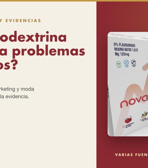 Portada del artículo "¿La maltodextrina es igual a problemas digestivos? Mitos y evidencias" junto a un gel energético NovaFit de fresa y remolacha