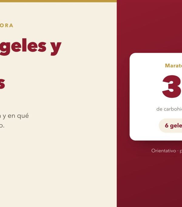 Portada del artículo: la calculadora NOVAFIT resolviendo un maratón de 4 h a 90 g/hora en 360 g de carbohidrato, repartidos en 6 geles y 3 barritas